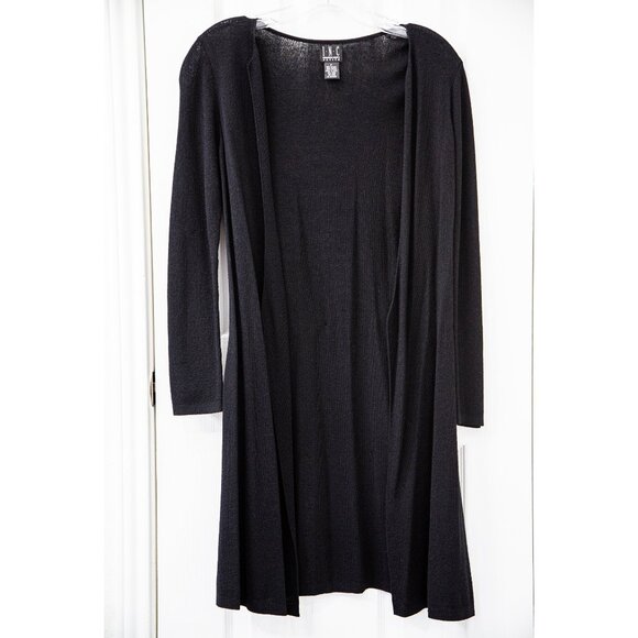 International Concepts Long-Sleeved Knee-Length Black Wrap Cardigan, size S - Picture 2 of 6